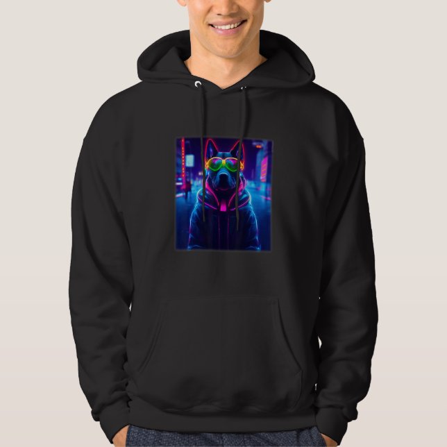Cyberpunk Dog Sci fi Fine For Dog   Women & Men Hoodie (Vorderseite)