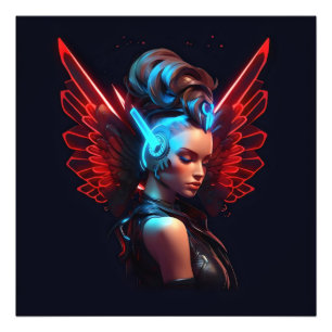Cyberpunk-Engelsmädchen Fotodruck