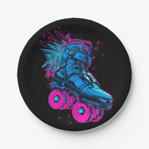 Cyberpunk-Fahrzeug-fahrend-schnell Pappteller