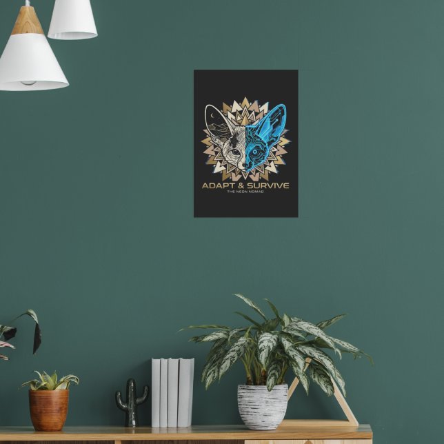 Cyberpunk-Fennec-Fuchs-Geometrie Poster (Wohnzimmer 1)