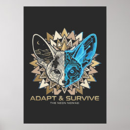 Cyberpunk-Fennec-Fuchs-Geometrie Poster