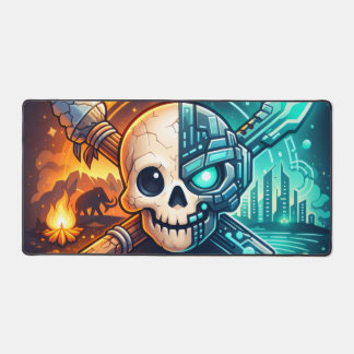 Cyberpunk Fire & Ice Skull Gaming Mouse Pad  Schreibtischunterlage