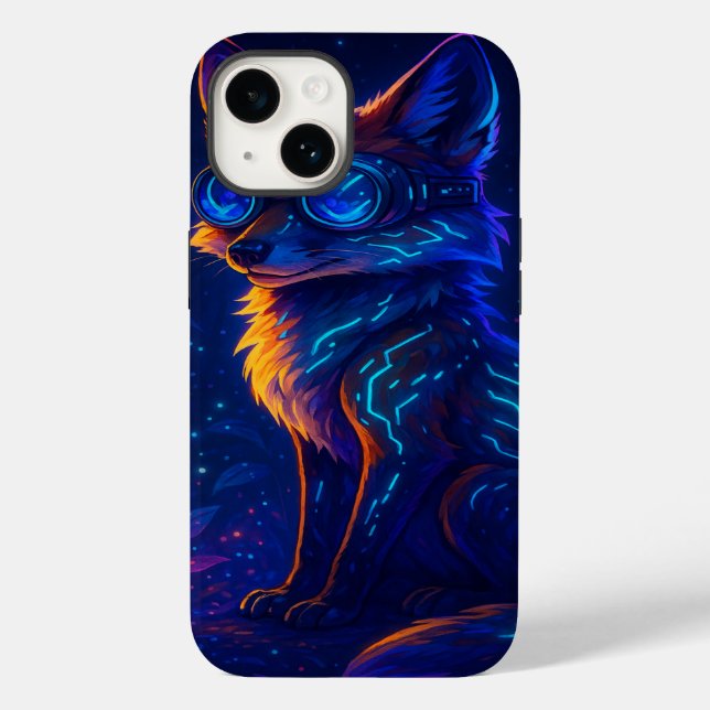 Cyberpunk Fox in Neon Dschungel - Futuristische Ku Case-Mate iPhone Hülle (Rückseite)