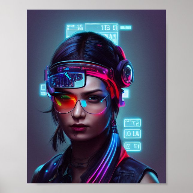 Cyberpunk-Frauenposter Poster (Vorne)