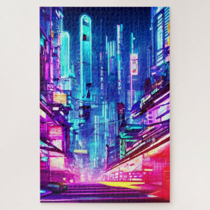 Cyberpunk Futuristic Neon City Puzzle