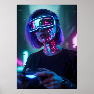 Cyberpunk-Gamerin-Kunst Poster