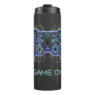 Cyberpunk-Gaming-Controller - Neon Game On Tech Thermosbecher