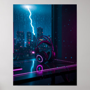Cyberpunk Gaming-Headset Poster