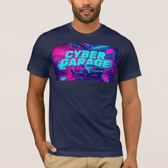 Cyberpunk Garage Retro Car Synthwave Neon T-Shirt (Vorderseite)