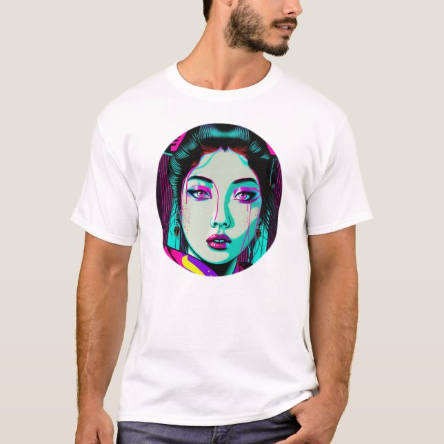 Cyberpunk Geisha Men's Basic T - Shirt (Vorderseite)