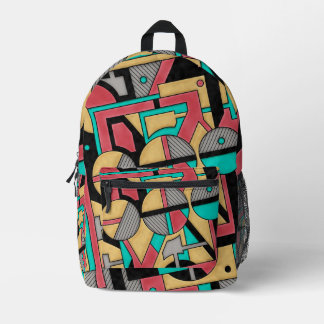 Cyberpunk-Geometrisch-Abstrakt Bedruckter Rucksack