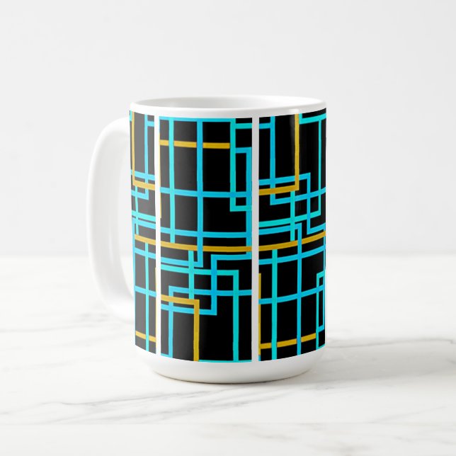 Cyberpunk Geometrisch Kaffeetasse (Vorderseite Links)