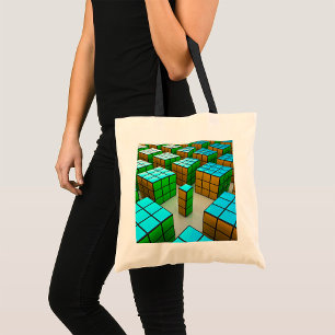 Cyberpunk Geometrisches Puzzle Tragetasche