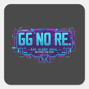 Cyberpunk GG NO RE Gaming-Ästhetik - Neon-Gamer Quadratischer Aufkleber