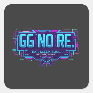 Cyberpunk GG NO RE Gaming-Ästhetik - Neon-Gamer Quadratischer Aufkleber
