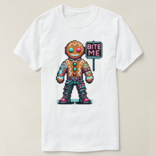 Cyberpunk Gingerbread Man - "Bite Me" Weihnachten T-Shirt
