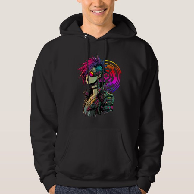 Cyberpunk Girl Hoodie (Vorderseite)