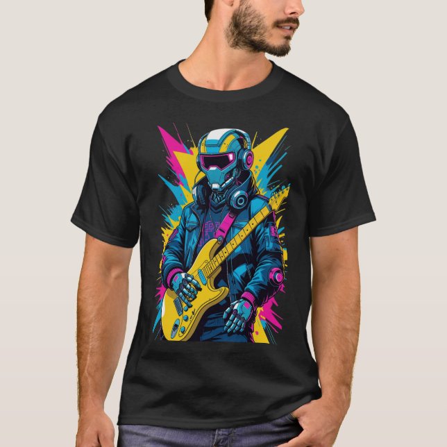 Cyberpunk-Gitarrist  T-Shirt (Vorderseite)
