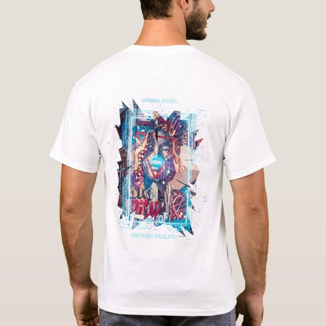 Cyberpunk Glitch Art & Broken Reality Graphic T-Sh T-Shirt (Rückseite)
