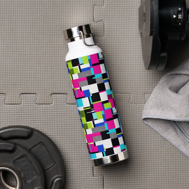 Cyberpunk-Glitch-Ästhetik-Wasserflasche Trinkflasche (Fitnessstudio (gedreht))