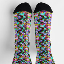 Cyberpunk Glitched Signal Socks Socken