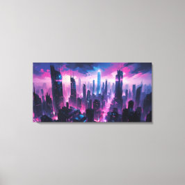 Cyberpunk Glow Abstract Cityscape Leinwanddruck