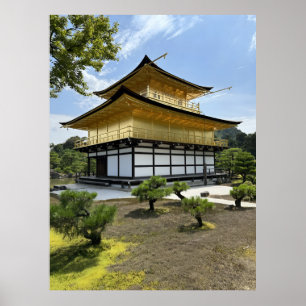 Cyberpunk Golden Pavilion Stil Tempel in der Zukun Poster