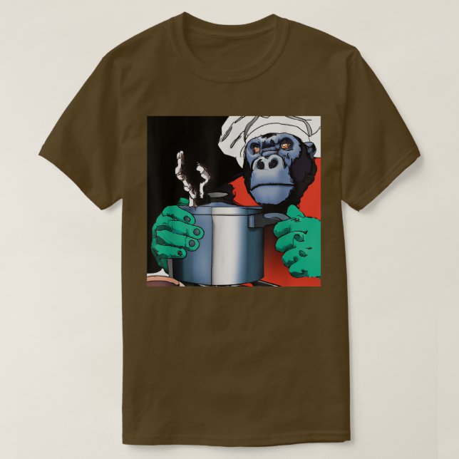 Cyberpunk Gorilla Ästhetisches Kochen Abendessen ( T-Shirt (Design vorne)