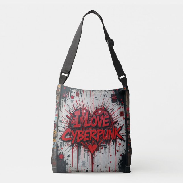 Cyberpunk Graffiti Crossbody Bag Tragetaschen Mit Langen Trägern (Vorderseite)