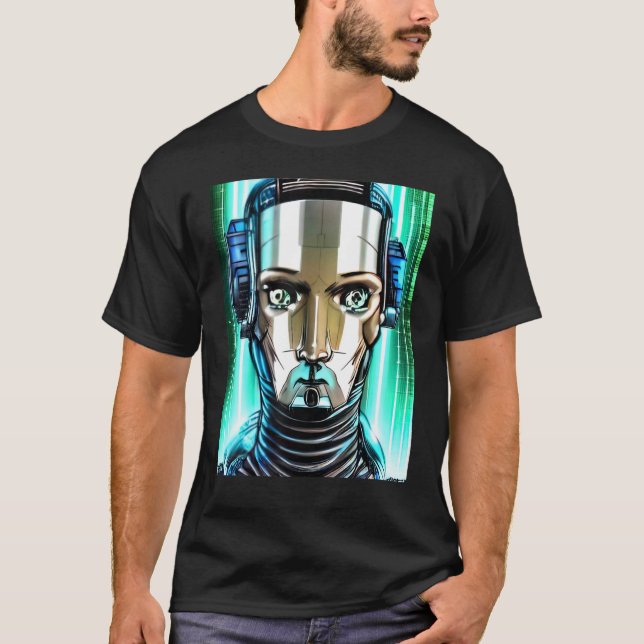 Cyberpunk Hacker Computer Geek Design T-Shirt (Vorderseite)