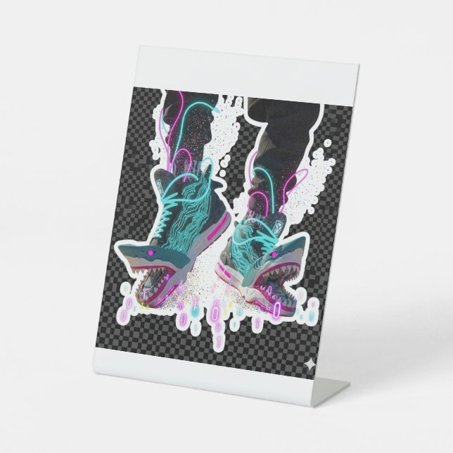 Cyberpunk-Hai-Brainrot-Aufkleber brainrot Sockelschild (Vorderseite)