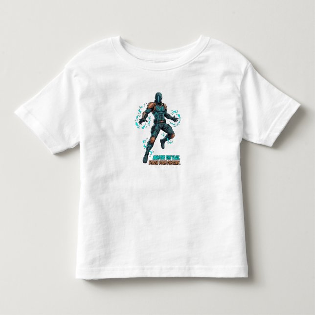 Cyberpunk-Held - Dynamische Comic-Kunst Kleinkind T-shirt (Vorderseite)