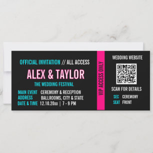 Cyberpunk-Hochzeitseinladungsticket Neon-VIP Einladung