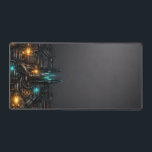 Cyberpunk Industrial Scavenger Tech Desk Mat Schreibtischunterlage<br><div class="desc">This Cyberpunk Industrial Scavenger Tech Desk Mat features a detailed left-anchor design of futuristic circuitry and mechanical components. Perfect for gaming setups, tech workstations, or as an industrial office gift. This ultra-wide desk pad offers a clean, high-performance surface for your mouse while keeping the intricate scavenger aesthetic visible around your...</div>