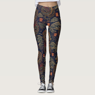 Cyberpunk Japanischer Drache Neon-Tech-Muster  Leggings