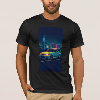 Cyberpunk JDM Sportwagen Neon Nacht Stadt T-Shirt