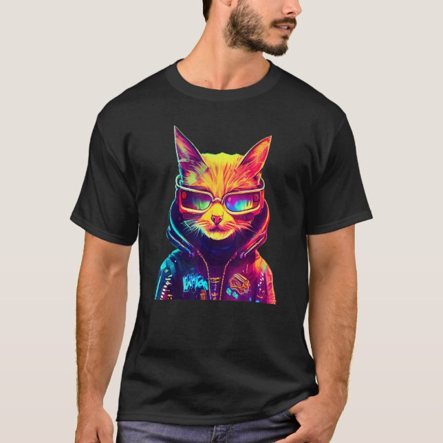 Cyberpunk-Katze 6 T-Shirt (Vorderseite)