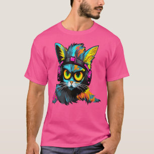 Cyberpunk-Katze-DJ-EDM-Festival-Raver T-Shirt