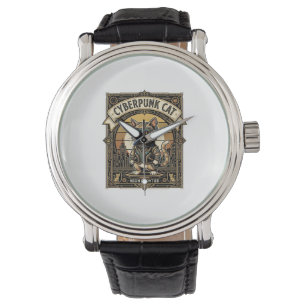 Cyberpunk-Katze Katze Cyberpunk Vintage Armbanduhr