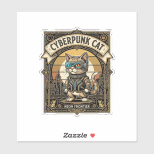 Cyberpunk-Katze Katze Cyberpunk Vintage Aufkleber