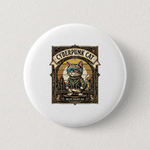 Cyberpunk-Katze Katze Cyberpunk Vintage Button