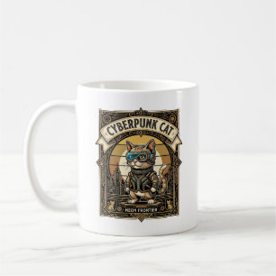Cyberpunk-Katze Katze Cyberpunk Vintage Kaffeetasse