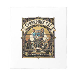 Cyberpunk-Katze Katze Cyberpunk Vintage Notizblock