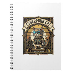 Cyberpunk-Katze Katze Cyberpunk Vintage Notizblock
