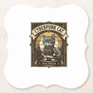 Cyberpunk-Katze Katze Cyberpunk Vintage Untersetzer
