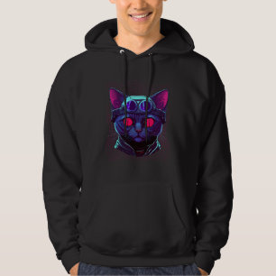 Cyberpunk-Katze Kitty Cyber-Punker Hoodie