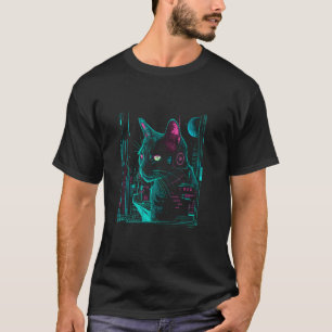 Cyberpunk-Katze mit kybernetischen Erweiterungen T-Shirt