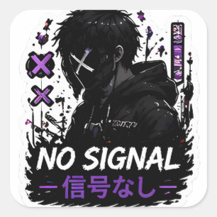 Cyberpunk Kein Signal Anime-Ästhetik-Vinyl-Aufkleb Quadratischer Aufkleber