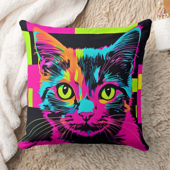 Cyberpunk Kitty Art Kissen (Decke)