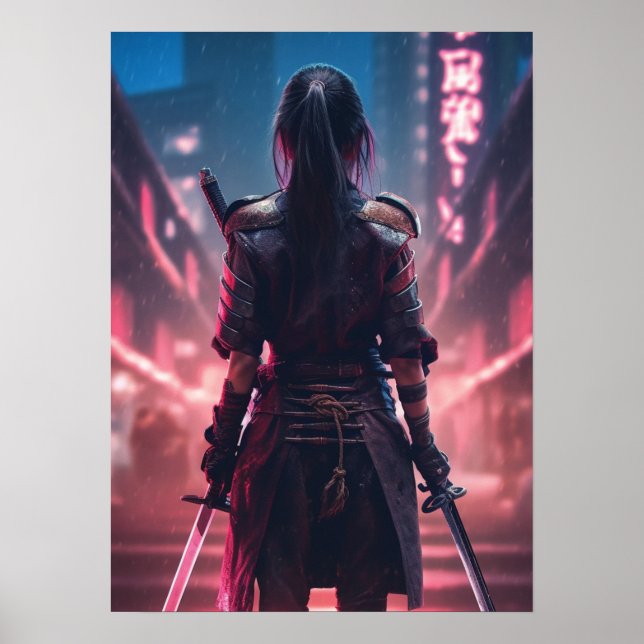 Cyberpunk - Krieger, Fitness, Workout, Erfolg Poster (Vorne)